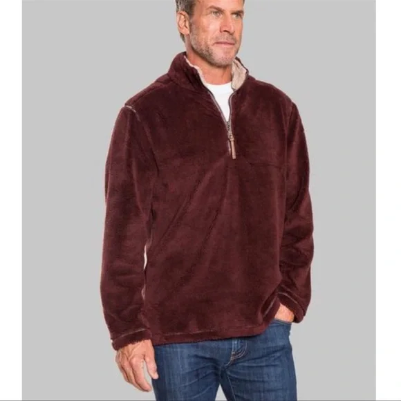 True Grit Pebble Pile 1/4 Zip PulloverVintage Wine
